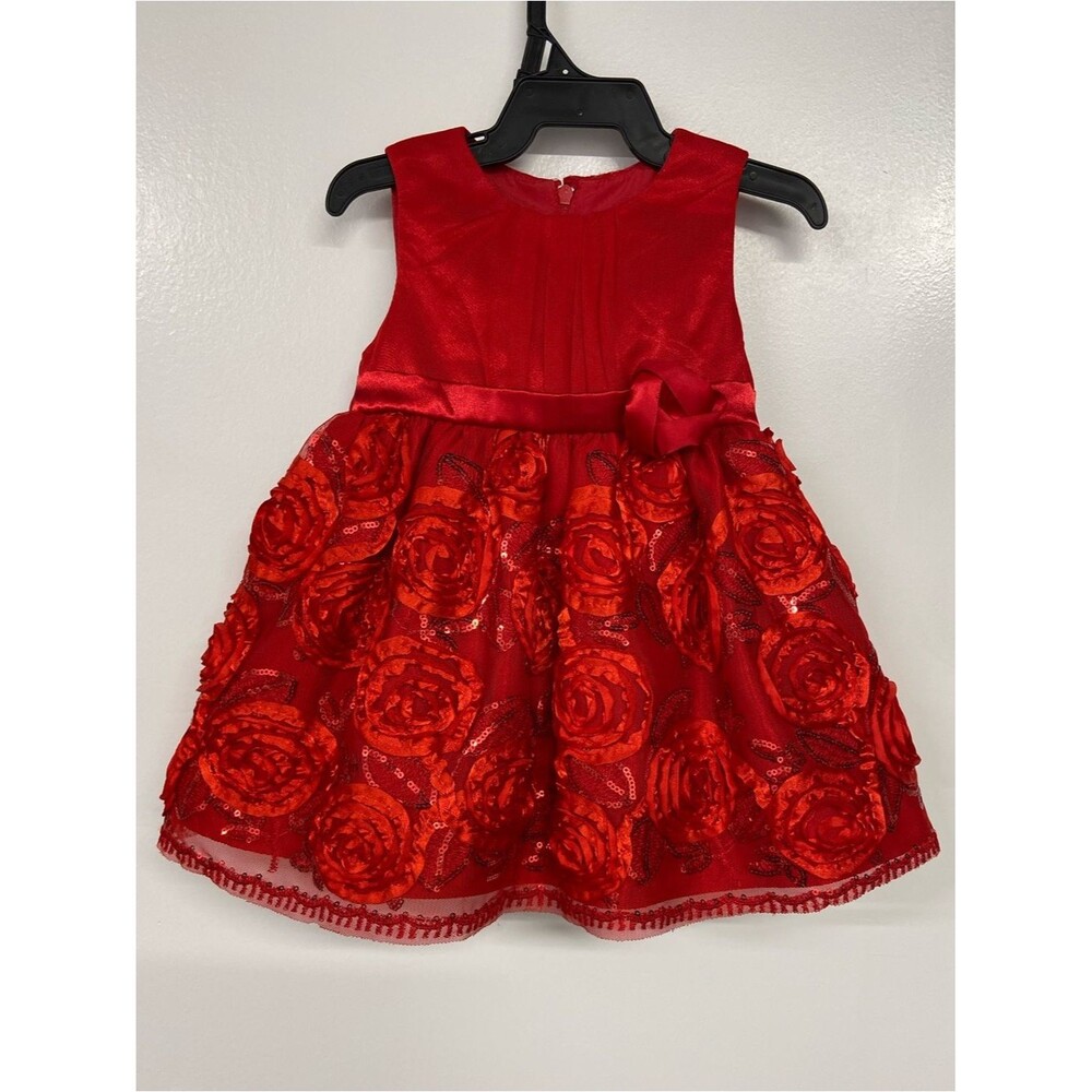 Princess Faith Infant’s Red Rose Dress Size 6/9 Month